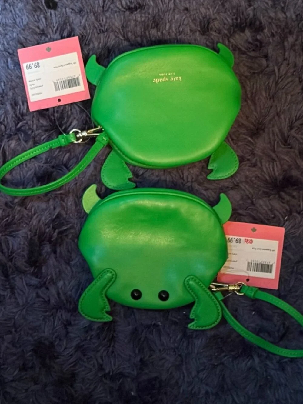 Kate Spade Shelly Leather Crab Wristlet / Coin Purse (Green Jay)